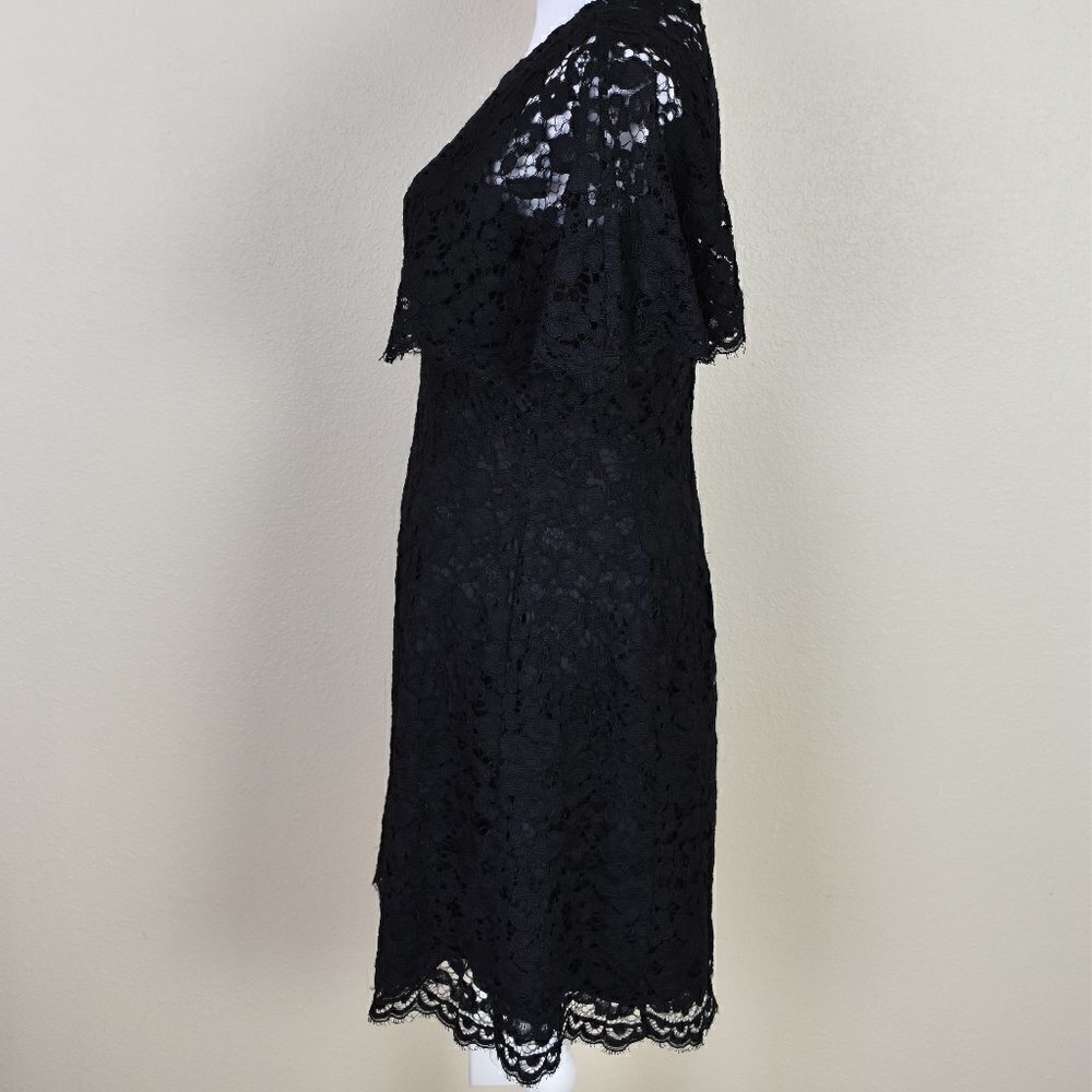 Vince Camuto Black Lace Cape Sleeve Dress 8 - Picture 7 of 8